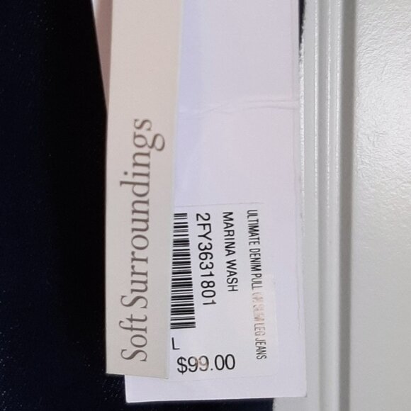 Soft Surroundings NWT The Ultimate Pull On Slim Full Length Jeans Marina Wash L - Picture 4 of 14